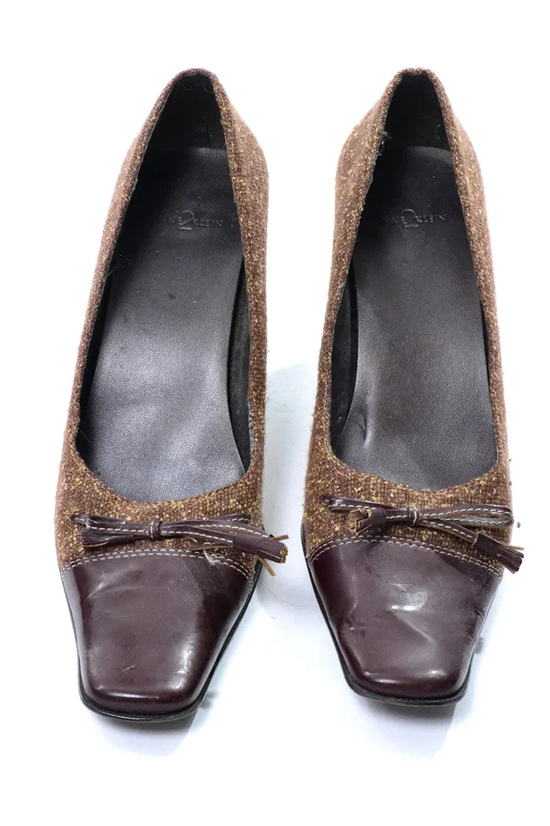 1980's Woven Brown and Red Leather Heels by Anne Klein 2 Size 10 Asics Cushion Running Shoes