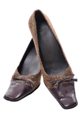 Asics Gel Training Shoes 1980's Woven Brown and Red Leather Heels by Anne Klein 2 Size 10