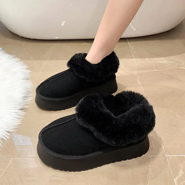 Forever Snow Boots 2022 NEW Fashion Soft Leather Women Ankle Boots High Heels Zipper Shoes Warm Wool Winter Boots for Women Plus Size 35-41