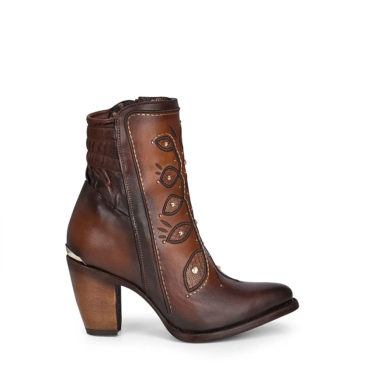 Cowboy Boots Short 3F89RS - Cuadra brown western cowgirl cowhide leather ankle boots for women