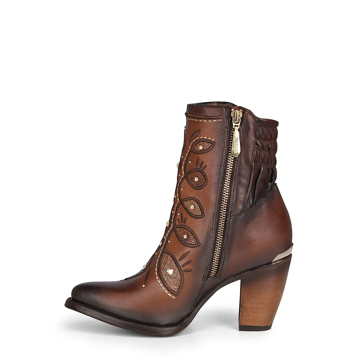 Velvet Boots 3F89RS - Cuadra brown western cowgirl cowhide leather ankle boots for women