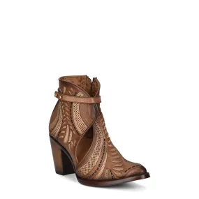 3F95RS - Cuadra brown western cowgirl cowhide leather ankle boots for women Knee High Heeled Boots