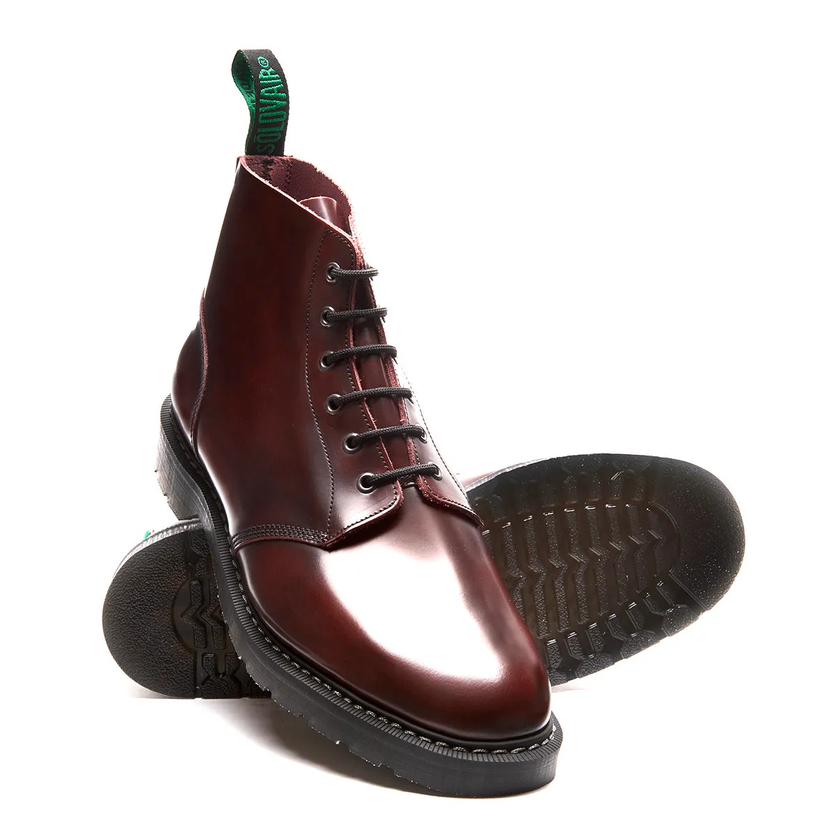 6 Eye Astronaut Boot - Burgundy Rub Off Hi Shine Solovair Original Sole Smoke Adidas Dad Shoe