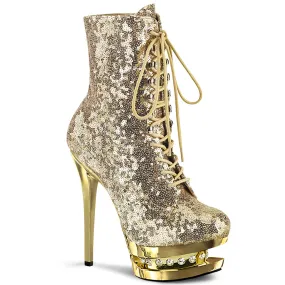 6 Inch Heel BLONDIE-R-1020 Gold Sequins Boa Fit System Work Boots