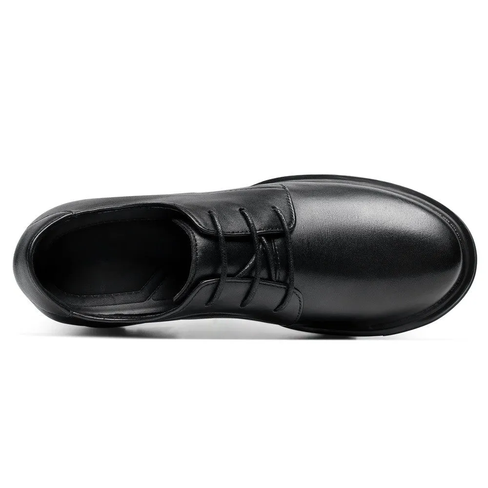 Sperry Dress Shoes 8 CM / 3.15 Inches CMR CHAMARIPA Casual Elevator Shoes For Women - Black Cowhide Leather Hidden Height Increasing Shoes