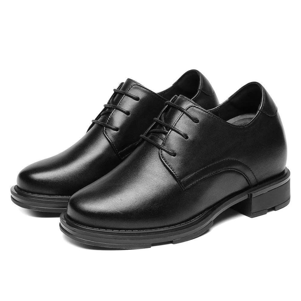 8 CM / 3.15 Inches CMR CHAMARIPA Casual Elevator Shoes For Women - Black Cowhide Leather Hidden Height Increasing Shoes Best Shoe Polish For Dress Shoes
