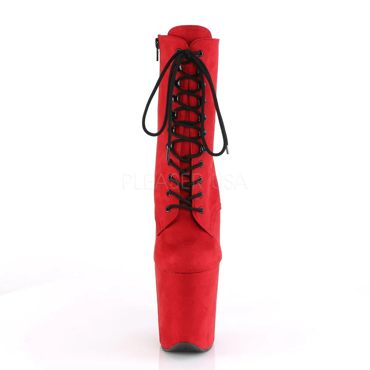 8 Inch Heel FLAMINGO-1020FS Red Suede Insulated Safety Toe Work Boots