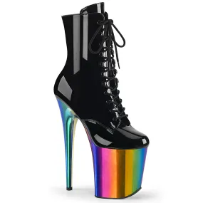 8 Inch Heel FLAMINGO-1020RC Black Pat-Rainbow Chrome Best Lightweight Comfortable Work Boots