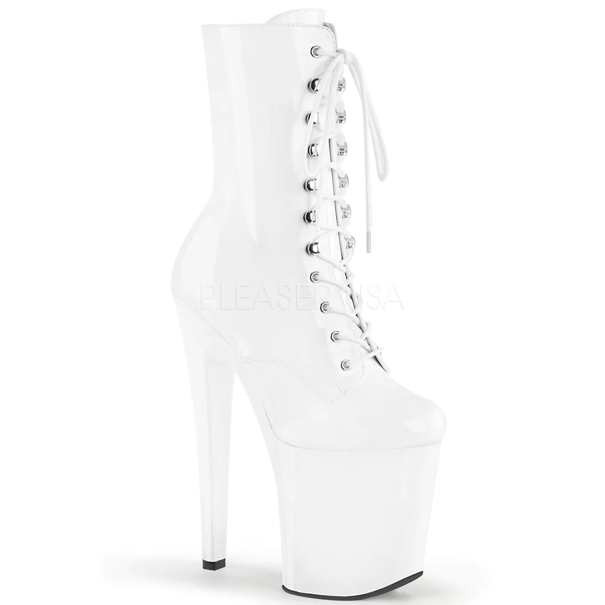 Work Boots For High Arches 8 Inch Heel XTREME-1020 White Patent