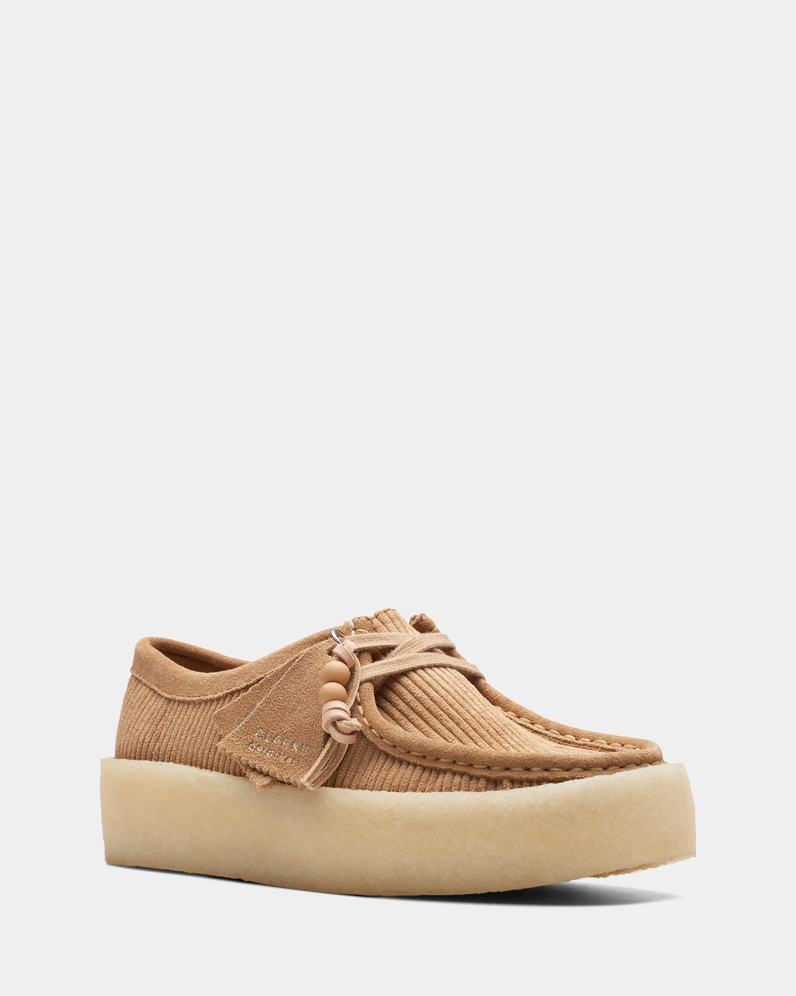 Wallabee Cup. (W) Tan Cord Light frame Fashion-Forward Look