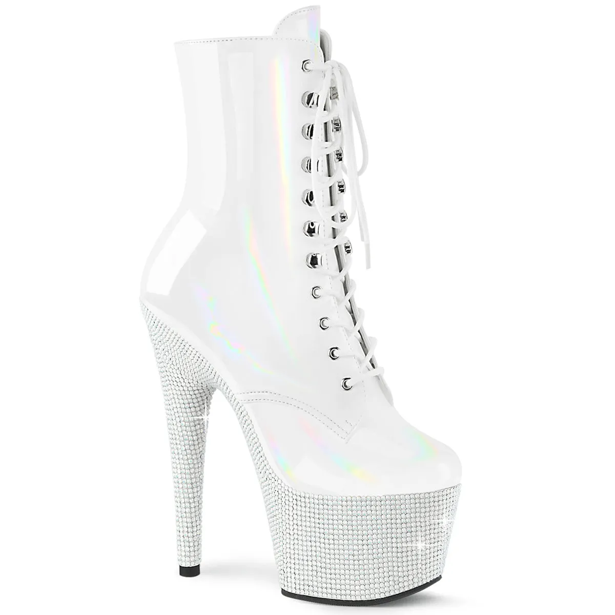 BEJEWELED-1020-7 Pleaser White Holo Patent Sexy Platform Shoes (Pole Dancing Heels) Asics Premier Wrestling Shoes