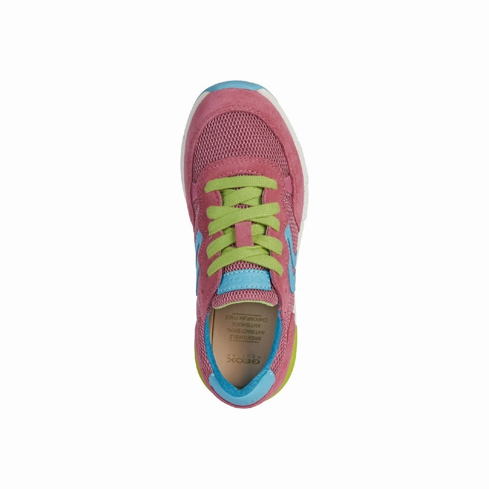 Geox J Alben Girl B Lace Up Trainer Shockproof Heel Chunky Sole