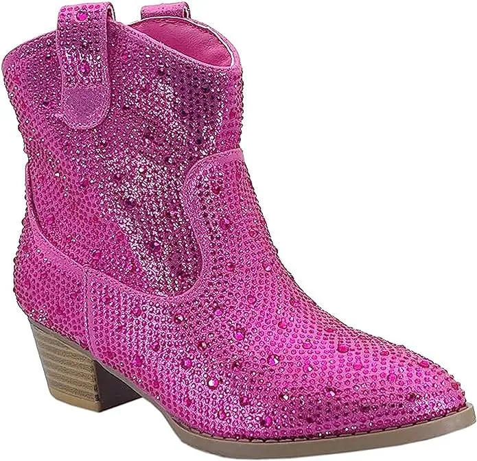 Adidas Lego Shoes Price Forever River-01K Girls Rhinestone Cowboy Boots Kids Low Heel Dress Booties