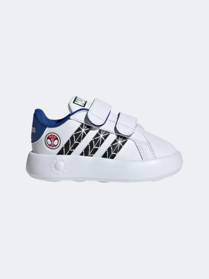 Adidas Leather Casual Shoes Adidas Marvel Spider Man Grand Court Infant-Boys Sportswear Shoes White/Black/Blue