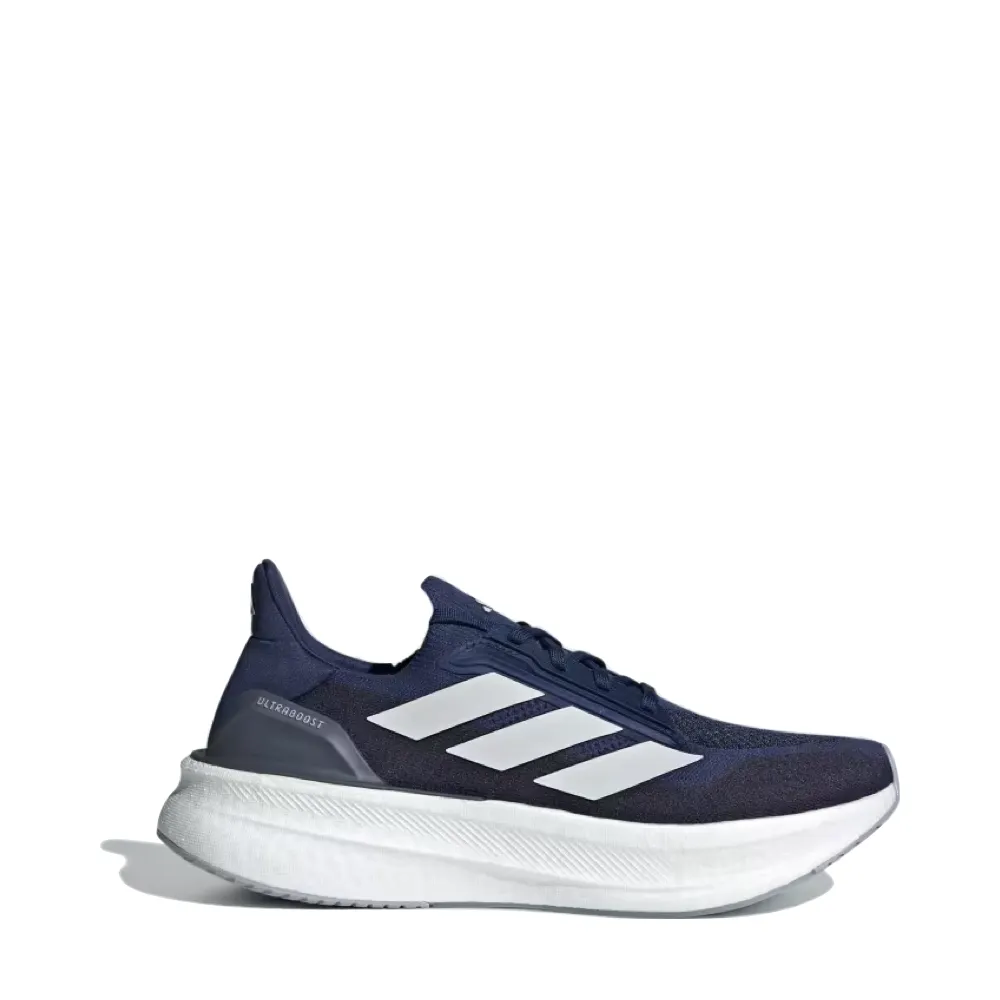 Adidas Race Shoe Adidas Men's Ultraboost 5X Sneaker in Dark Blue/Cloud White/Halo Silver