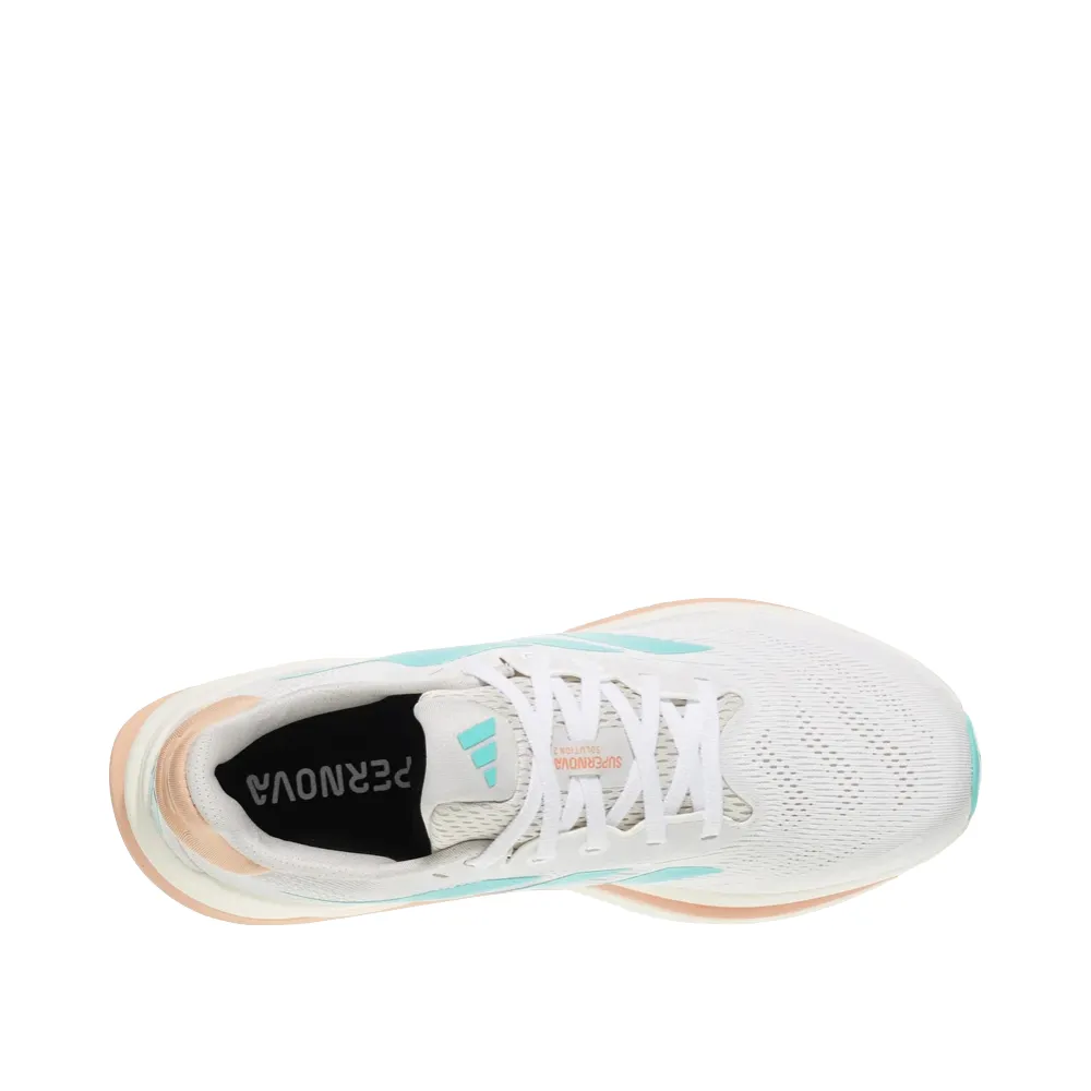 Adidas Women's Supernova Solution 2 Sneaker in White/Flash Aqua/Power Coral Adidas Full Black Shoes