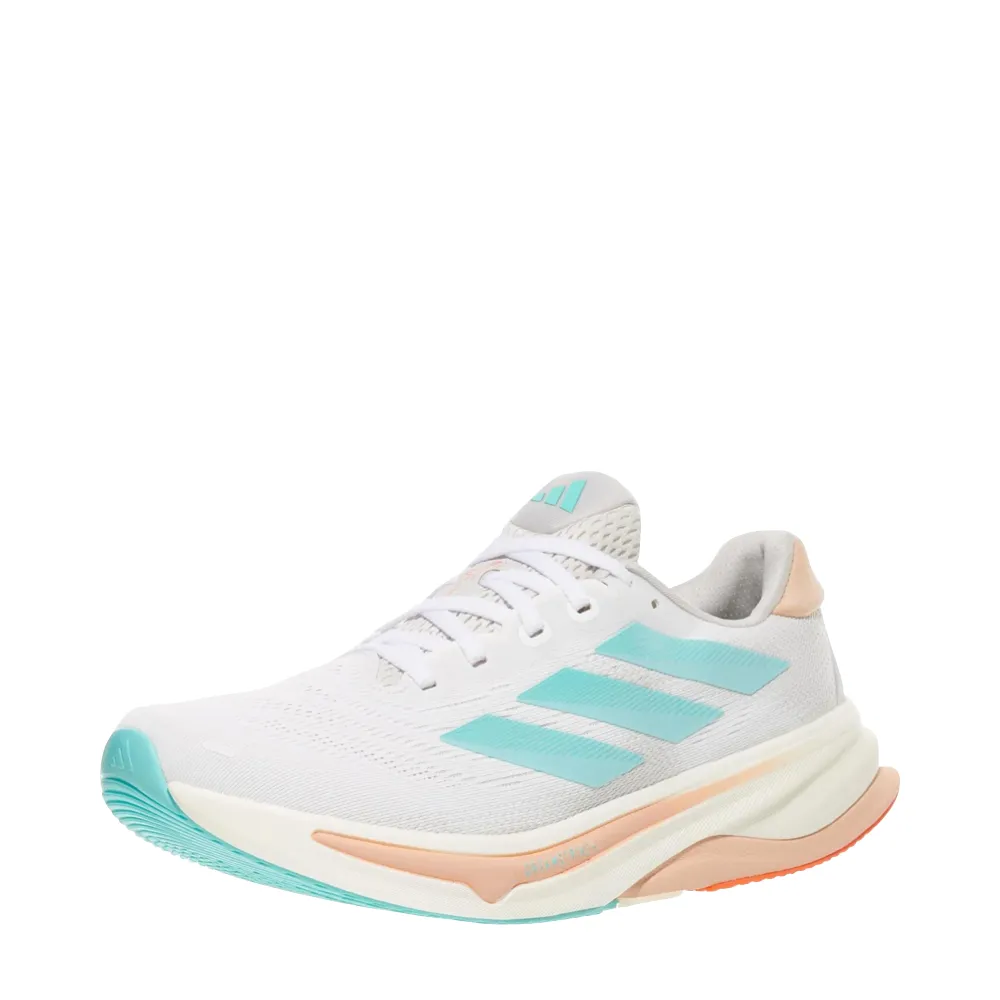 Adidas Women's Supernova Solution 2 Sneaker in White/Flash Aqua/Power Coral Adidas Ultra Boost Tennis Shoes