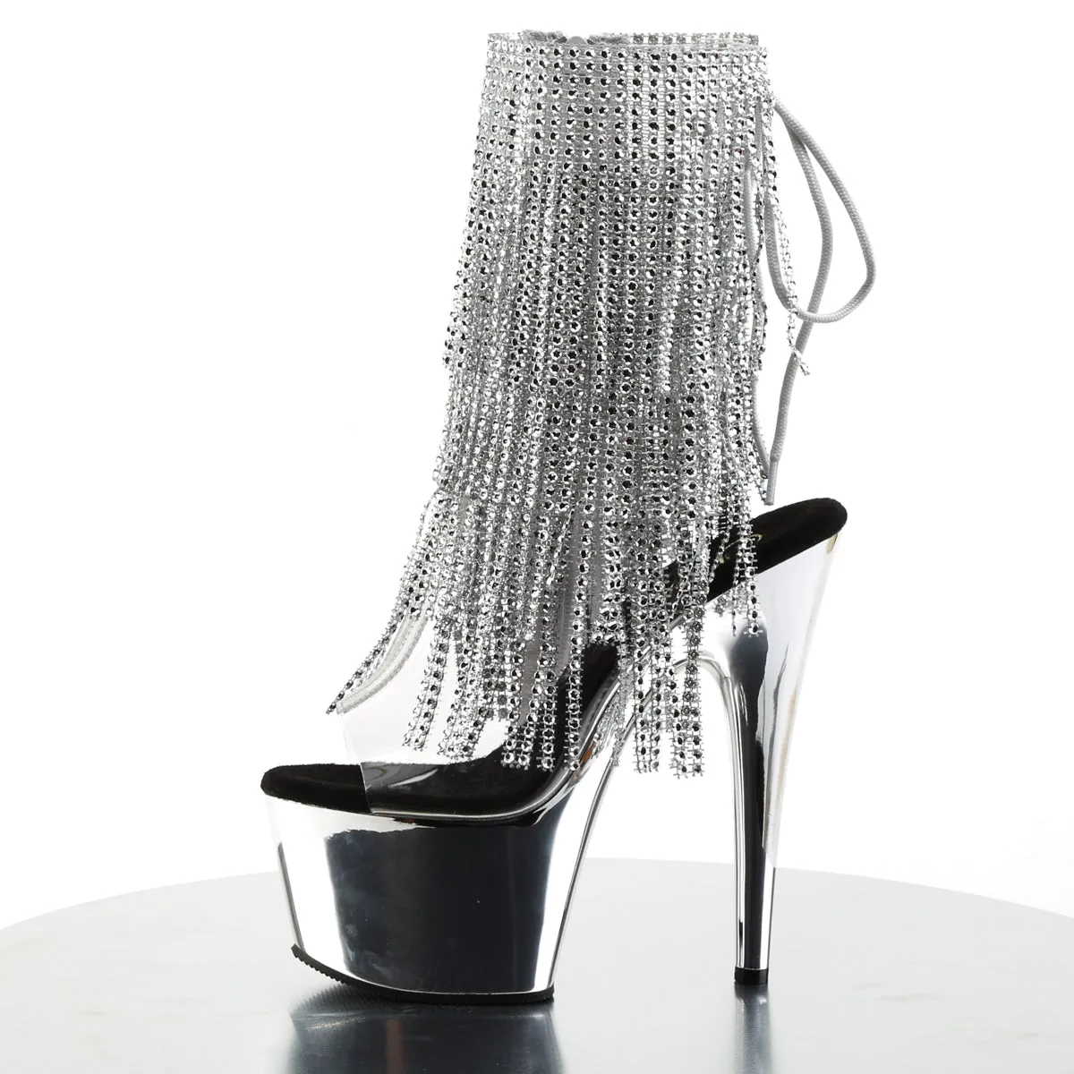 ADORE-1017RSF Pleaser Clear/Silver Sexy Platform Shoes (Pole Dancing Heels) Asics Shoes Size 15
