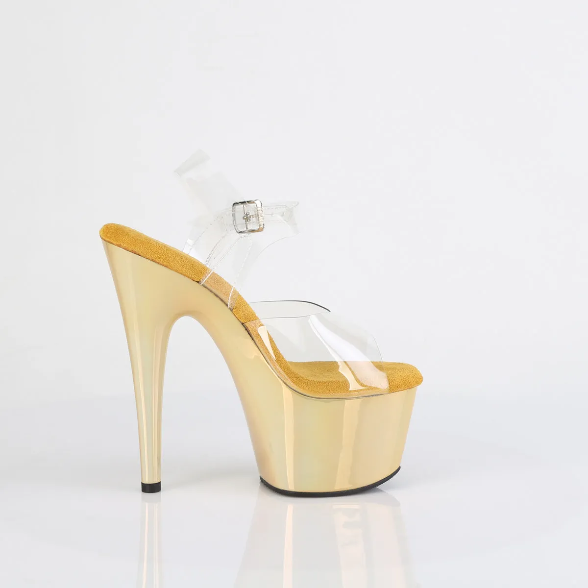 ADORE-708LQ Pleaser Clear/Liquid Gold Hologram Sexy Platform Shoes (Pole Dancing Heels) Wide Shoes Asics