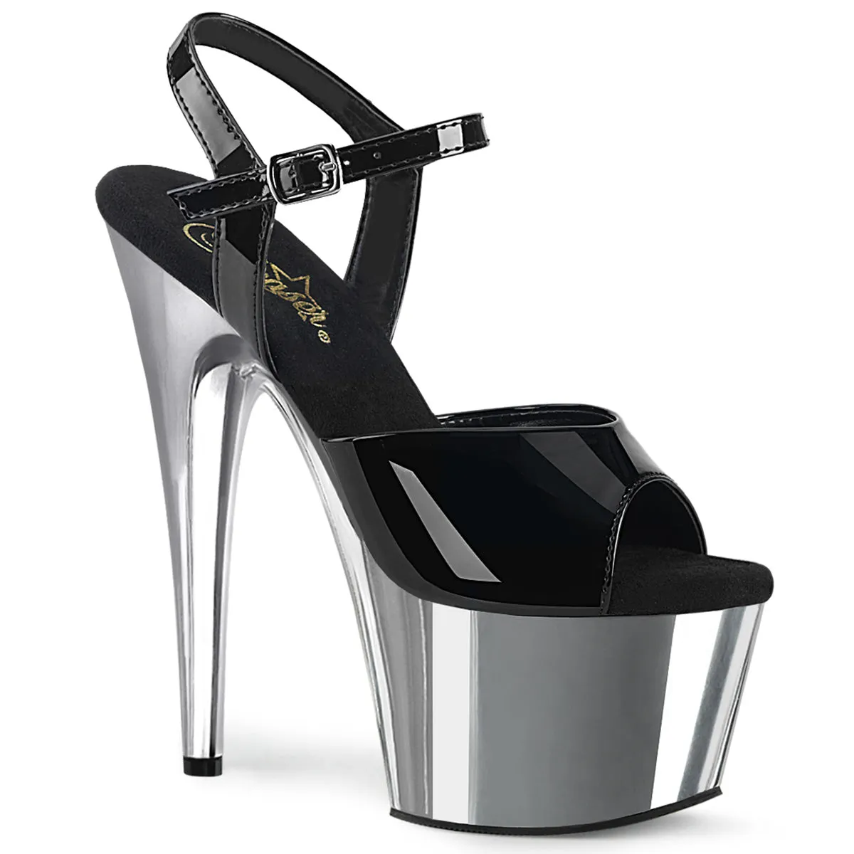 ADORE-709 Pleaser Black/Silver Sexy Platform Shoes (Pole Dancing Heels) Asics Track Shoes Spikes