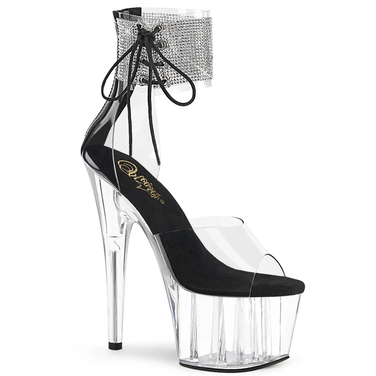 Asics Football Shoes ADORE-724RS Pleaser Clear/Black Sexy Platform Shoes (Pole Dancing Heels)