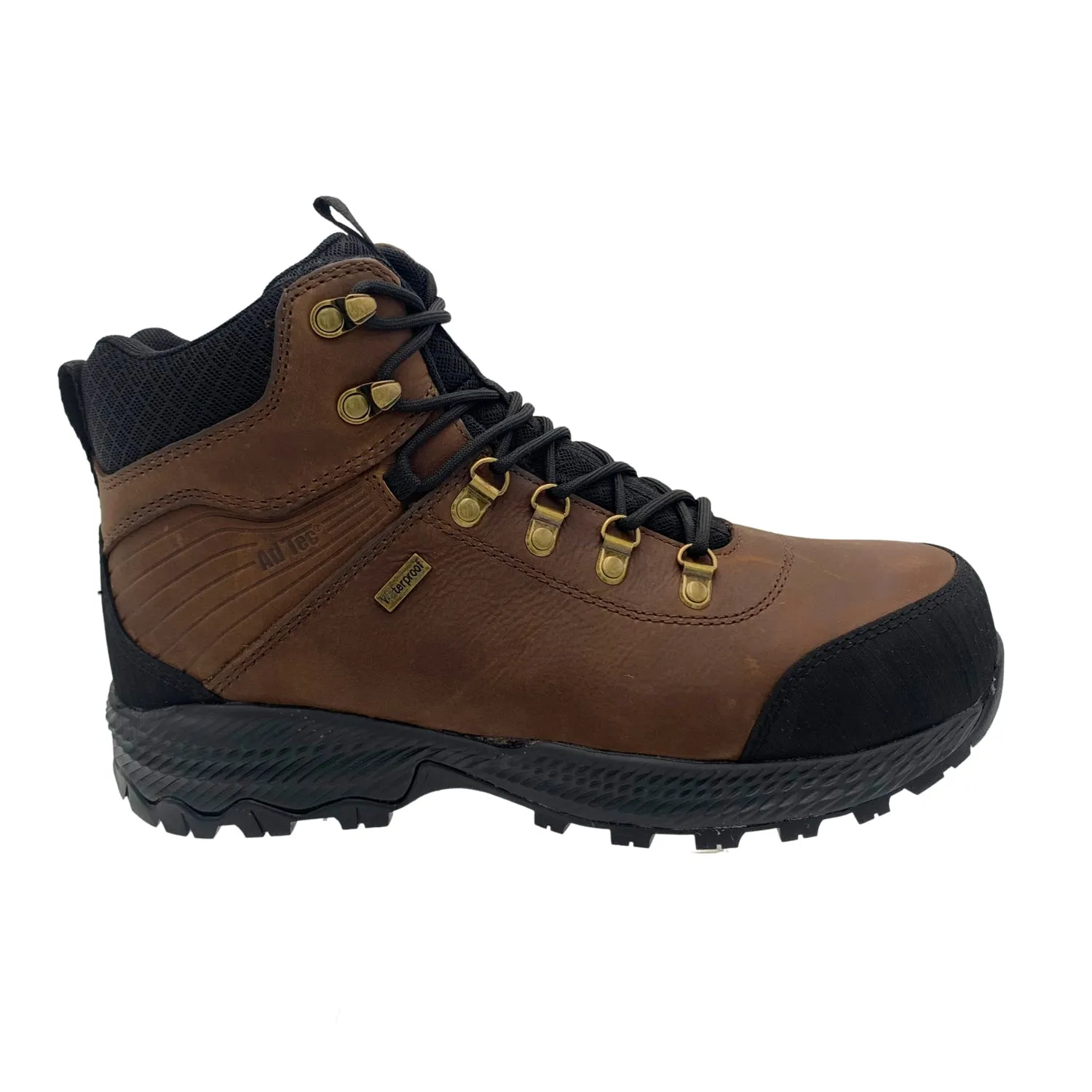 Laceless Work Boots AdTec Mens 6in Hiker Waterproof Brown Leather Work Boots