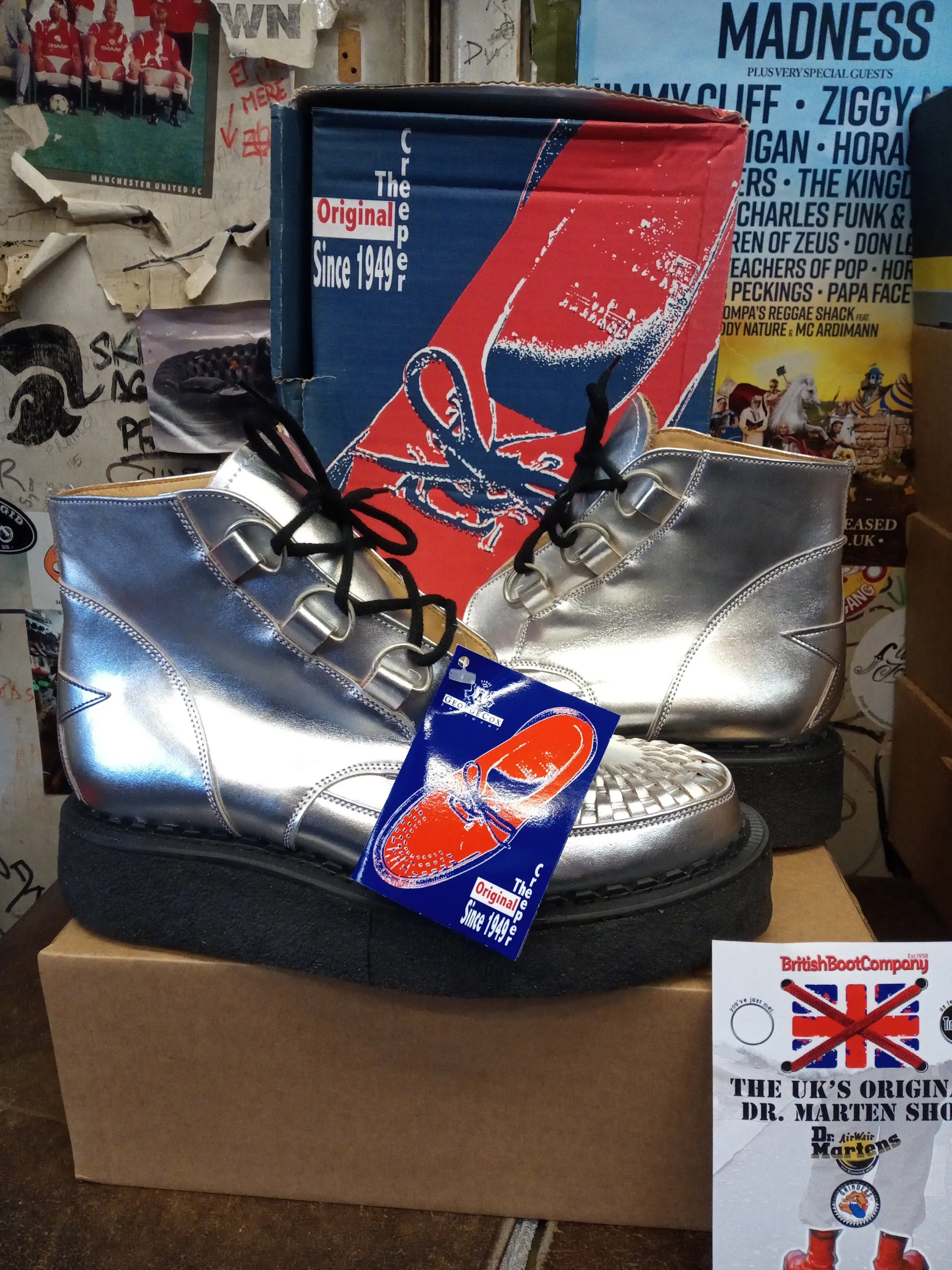 GEORGE COX Made in England, Size UK8, Silver Star Boot / 13273 Kayla Itsines Shoes Adidas