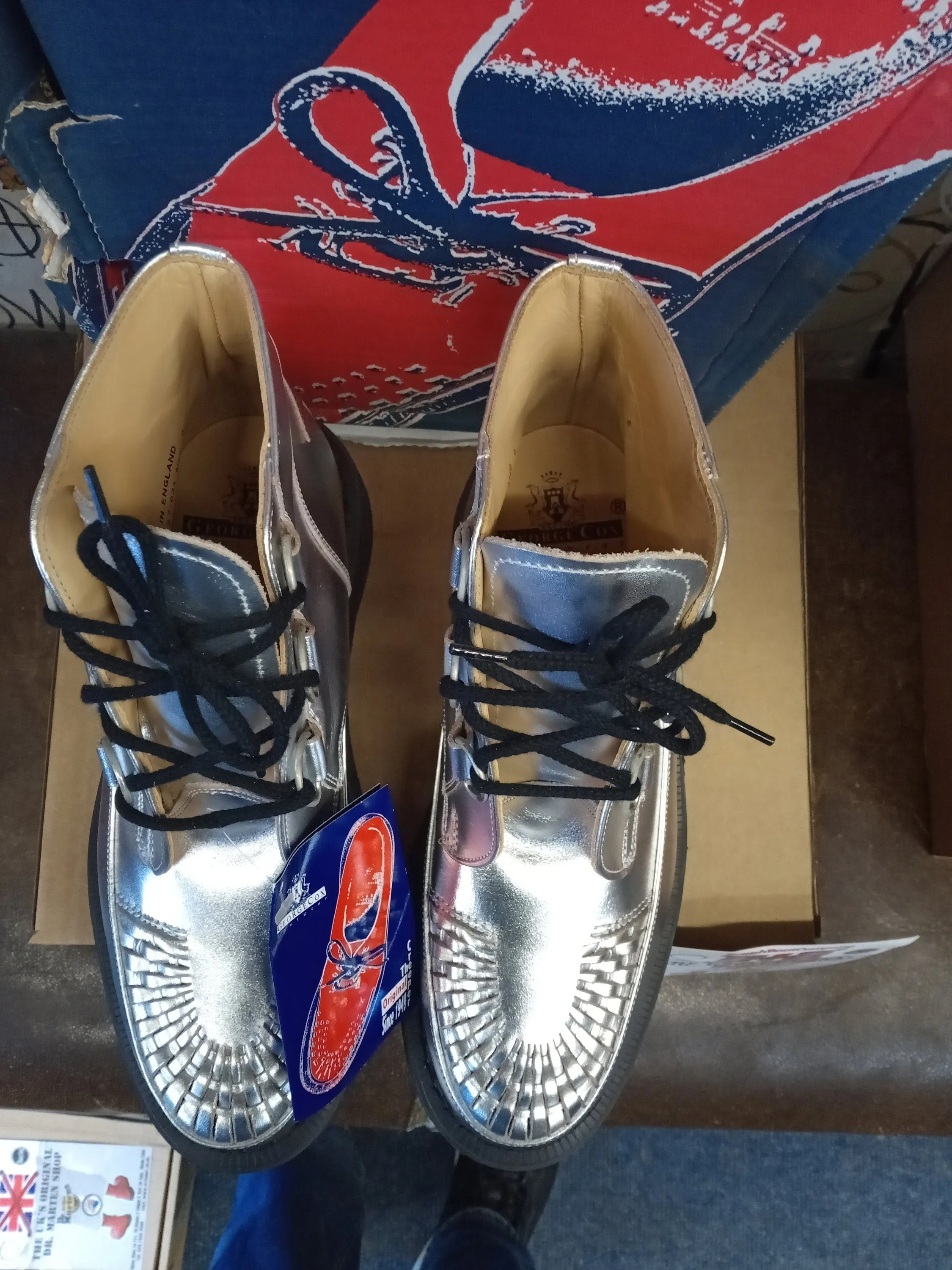 GEORGE COX Made in England, Size UK8, Silver Star Boot / 13273 Adidas Crosstraining Shoes