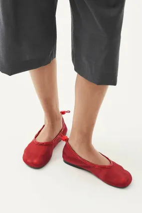Gill Mesh Red Leather Ballet Flats Loafers Shoes Leather