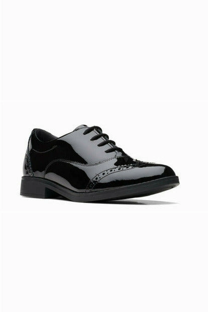 Clarks Aubrie Tap Youth black patent Smile Walk
