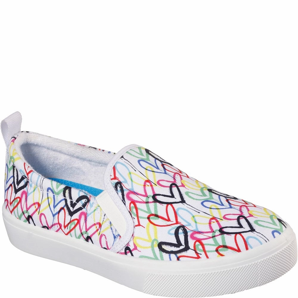 Skechers Poppy Drippin Love Slip On Shoes Skip Step Star Jog