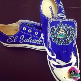 Airbrush El Salvador Shoe Design New Asics Wrestling Shoes