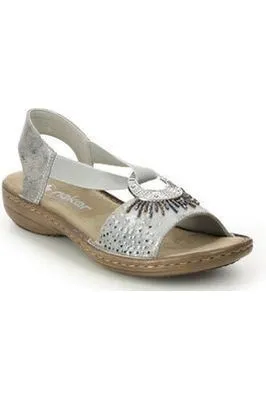 Rieker 60880-90 ladies sandals in Metallic skin friendly Sporty Flats