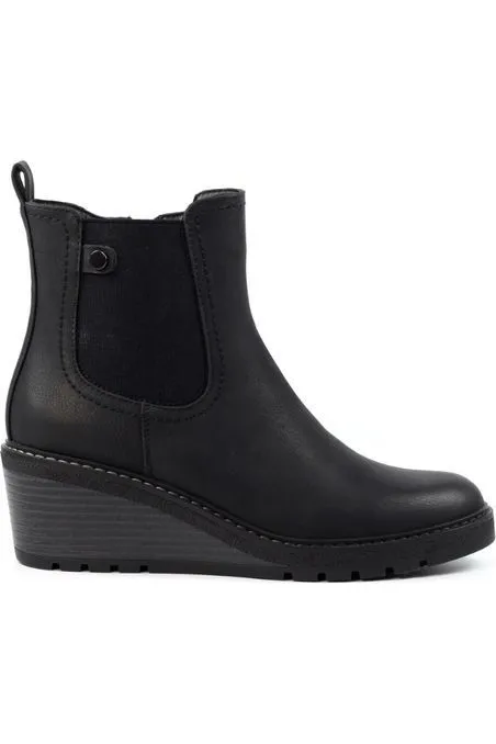 Lunar Tia Black Wedge Ankle Boot GLC003 Camping Trip