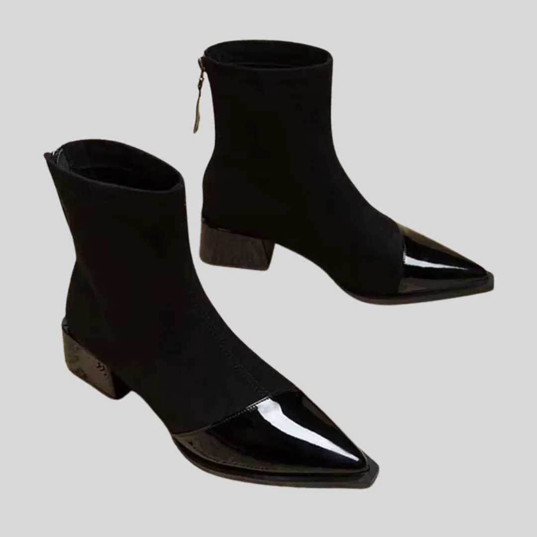 New Adidas Running Shoes Ankle Mid Heels Suede & Glossy - Black