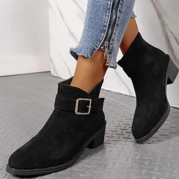 Adidas The Brand With The 3 Stripes Shoes Women's Chunky Heel Boots with Belt Buckle and Back Zipper 22559417C