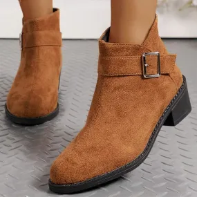 Adidas Jack O Lantern Shoes Women's Chunky Heel Boots with Belt Buckle and Back Zipper 22559417C