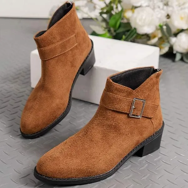 Adidas Ski Shoes Women's Chunky Heel Boots with Belt Buckle and Back Zipper 22559417C