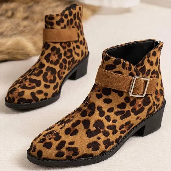 Women's Chunky Heel Boots with Belt Buckle and Back Zipper 22559417C Adidas Country Shoes