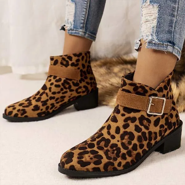 Women's Chunky Heel Boots with Belt Buckle and Back Zipper 22559417C Adidas Pronation Shoes