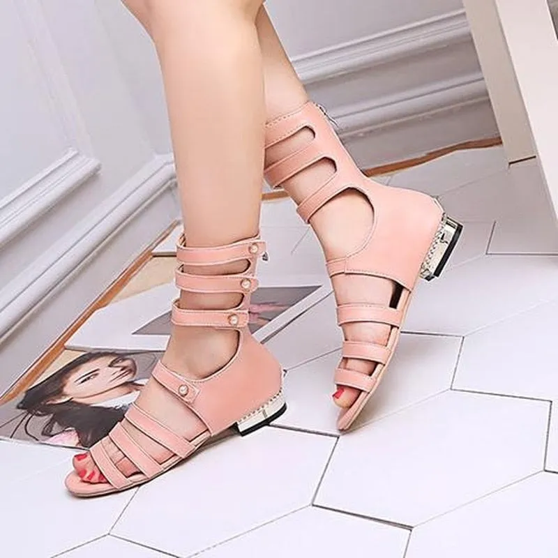 Gladiator sandals women shoes flat Beach style 2020 spring summer new luxury shoes women designers PU Casual Open toe sandals Dressy Flat Shoes For Wedding Guest