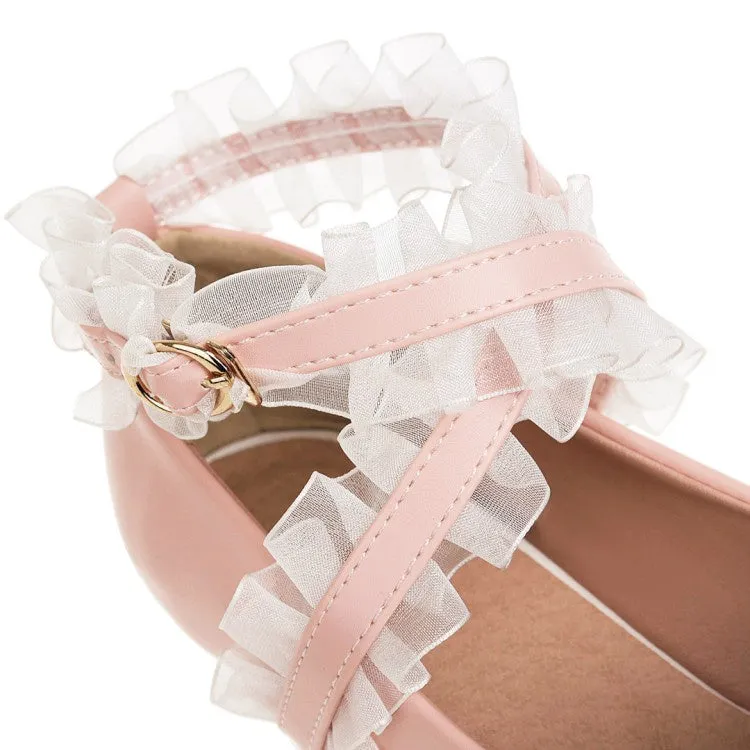 High Heels Platform Women's Lace Bow Tie High Heels Platform Pumps