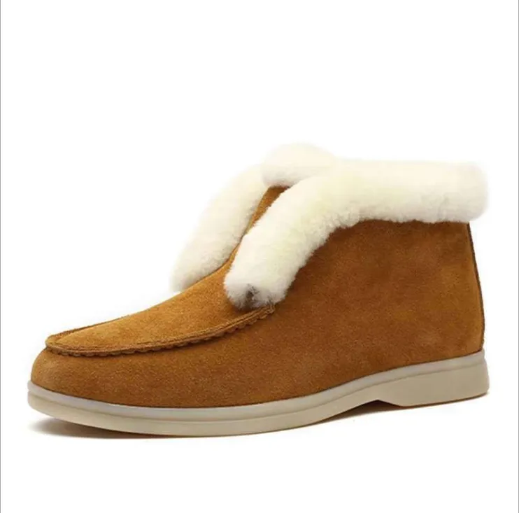 Ankle boots cow-suede-leather boots natural-fur Warm winter boots Slip-on snow boots for women Snow Boots With Arch Support