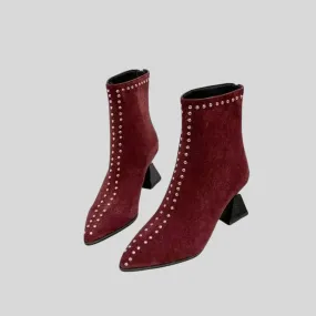 Ankle Boots Metal Stud - Burgundy Adidas Throwing Shoes
