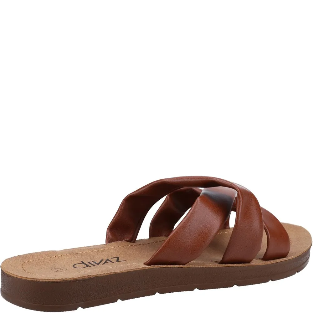 Divaz Zurich Vegan Summer Slider Comfortable Vacation Sandals Loose Fit