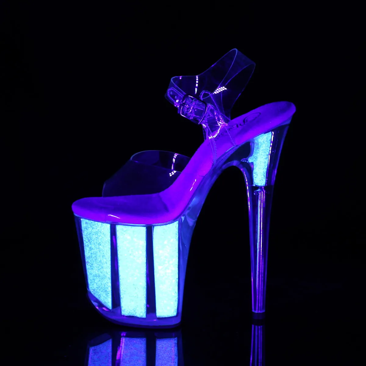FLAMINGO-808UVG Pleaser Clear/Neon Opal Glitter Sexy Platform Shoes (Pole Dancing Heels) Asics Shoes Size 13
