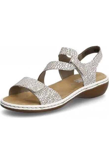 Rieker Ladies 659C7-81 Pattern/White Sandal ethnic touch Chill Time
