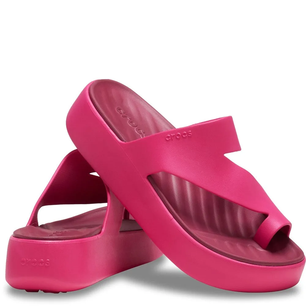 Synthetic Chic Flats Crocs Getaway Platform Toe Loop