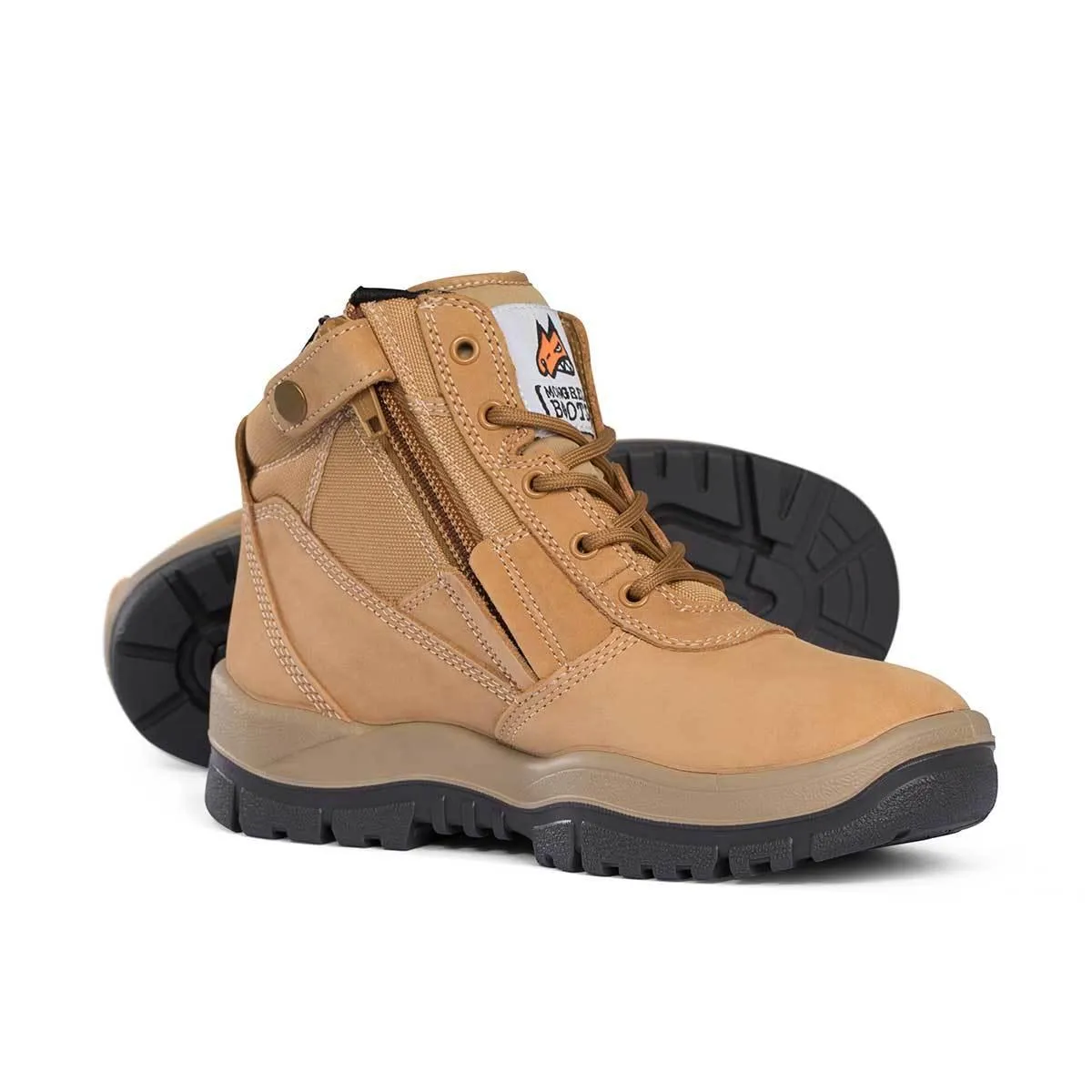 Mongrel 961050 Zipsider Non-Safety Soft Toe Work Boots - Wheat Light Duty Work Boots