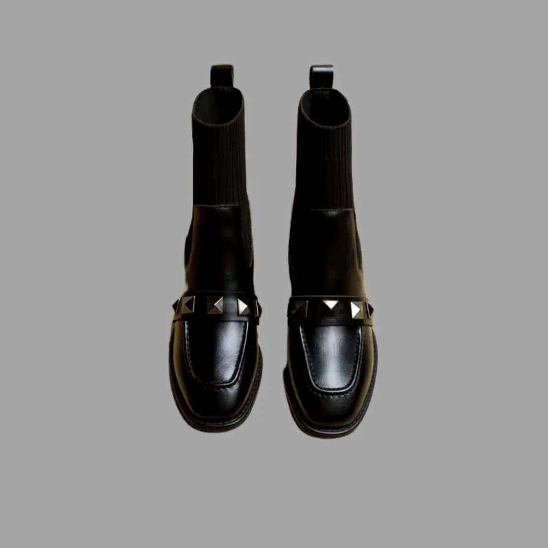 Chic Vegan Leather Sock Boots - Black Adidas Street Soccer Shoes